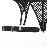 Large Mesh Splicing with Steel Ring Hanging neck and leg ring underwear