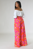 Casual Graphic Print Wide-leg Pants with Pockets