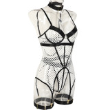 Large Mesh Splicing with Steel Ring Hanging neck and leg ring underwear