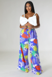 Casual Graphic Print Wide-leg Pants with Pockets