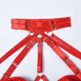 Women Sexy Bodysuit Mesh Straps Patchwork Halter Neck With Leg Rings Lingerie