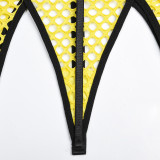 Large Mesh Splicing with Steel Ring Hanging neck and leg ring underwear