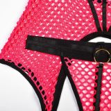 Large Mesh Splicing with Steel Ring Hanging neck and leg ring underwear