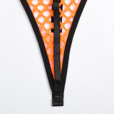 Large Mesh Splicing with Steel Ring Hanging neck and leg ring underwear