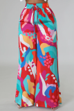 Casual Graphic Print Wide-leg Pants with Pockets