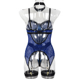 Large Mesh Splicing with Steel Ring Hanging neck and leg ring underwear