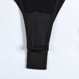 Women Sexy Bodysuit Mesh Straps Patchwork Halter Neck With Leg Rings Lingerie