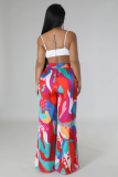 Casual Graphic Print Wide-leg Pants with Pockets