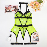 Large Mesh Splicing with Steel Ring Hanging neck and leg ring underwear
