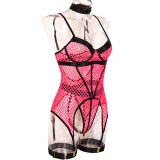 Large Mesh Splicing with Steel Ring Hanging neck and leg ring underwear