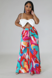 Casual Graphic Print Wide-leg Pants with Pockets