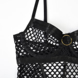 Large Mesh Splicing with Steel Ring Hanging neck and leg ring underwear