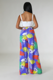 Casual Graphic Print Wide-leg Pants with Pockets