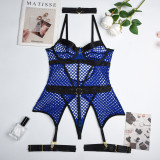Large Mesh Splicing with Steel Ring Hanging neck and leg ring underwear