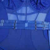 Women Sexy Bodysuit Mesh Straps Patchwork Halter Neck With Leg Rings Lingerie