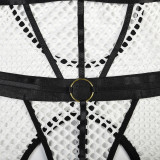 Large Mesh Splicing with Steel Ring Hanging neck and leg ring underwear