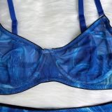 Tie-Dye Mesh Sexy Lingerie Set with 5 Pieces, including Gloves and Mesh Thigh-High Stockings