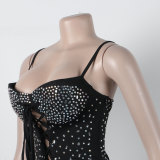 Sexy Fit Beaded Lace-Up Dress