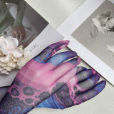 Tie-Dye Mesh Sexy Lingerie Set with 5 Pieces, including Gloves and Mesh Thigh-High Stockings