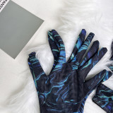 Tie-Dye Mesh Sexy Lingerie Set with 5 Pieces, including Gloves and Mesh Thigh-High Stockings