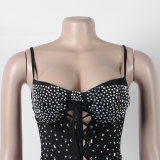 Sexy Fit Beaded Lace-Up Dress
