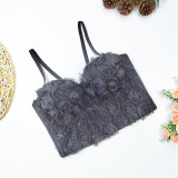 Women's Bustier Flower Mesh Cropped Top