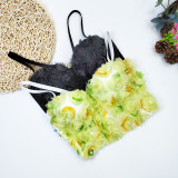 Women's Bustier Flower Mesh Cropped Top