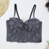 Women's Bustier Flower Mesh Cropped Top