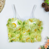 Women's Bustier Flower Mesh Cropped Top