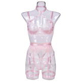 See through feather lace embroidery 3-piece set sexy women in lingerie pictures for wholesale