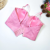 Women's Bustier Flower Mesh Cropped Top