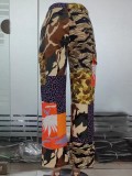 Printed High Waist Slim Fit Casual Loose Micro Elastic Camo Pants