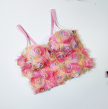 Women's Bustier Flower Mesh Cropped Top