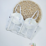 Sheer Mesh Corset with Steel Boning and Rhinestone Embellishments