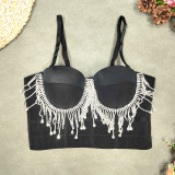 Unique Diamond and Fringe Sexy Tight-Fit Top