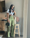 Contrasting Color Stitching Hollow Casual Loose Pants