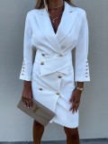 Elegant Women Dress Turn-Down Collar Comfortable Office Lady Style Suit Dress for Work