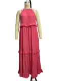 2023 Summer Ruffled Long Dress Amazon Elegant Big Swing Beach Dresses