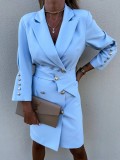 Elegant Women Dress Turn-Down Collar Comfortable Office Lady Style Suit Dress for Work