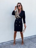 Elegant Women Dress Turn-Down Collar Comfortable Office Lady Style Suit Dress for Work