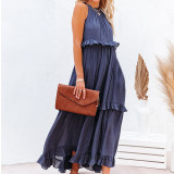 2023 Summer Ruffled Long Dress Amazon Elegant Big Swing Beach Dresses