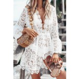 Amazon Summer Cover-up V-neck Sunscreen Shirt Lace Beach Dresses