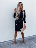 Elegant Women Dress Turn-Down Collar Comfortable Office Lady Style Suit Dress for Work
