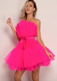 Strapless Tulle Dress with Butterfly Knot and Puffy Skirt