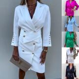 Elegant Women Dress Turn-Down Collar Comfortable Office Lady Style Suit Dress for Work