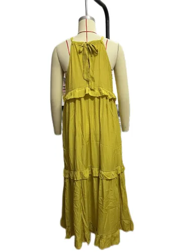 2023 Summer Ruffled Long Dress Amazon Elegant Big Swing Beach Dresses