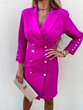 Elegant Women Dress Turn-Down Collar Comfortable Office Lady Style Suit Dress for Work