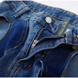 Women's Blue Rope Cut out Wide Leg Jeans