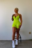 Summer Solid Color Sling Zipper Sleeveless One Piece Rompers