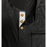 Men's Casual Henley Shirts Short Sleeve Fashion Classic Slim Fit Shirt Button Cotton Basic T-Shirt with Pocket